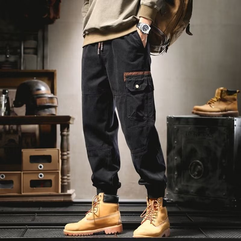 Trendy Brand Spring Sweatpants Men's Trendy Loose Corduroy Pants Leg Casual Sports Pants Men's Neck