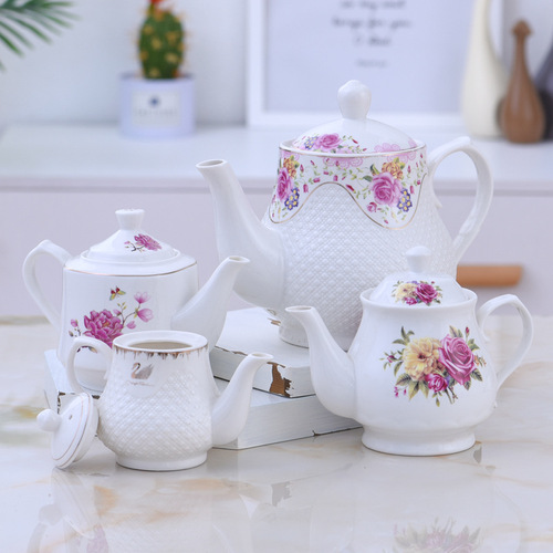 Retro ceramic teapot for household tea making, high temperature resistant cold water kettle, living room tea set with filter, small teapot
