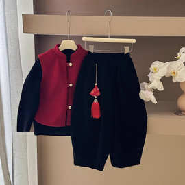 大小卷【吉祥如意】冬季儿童休闲裤男童女童加厚加绒保暖休闲长裤