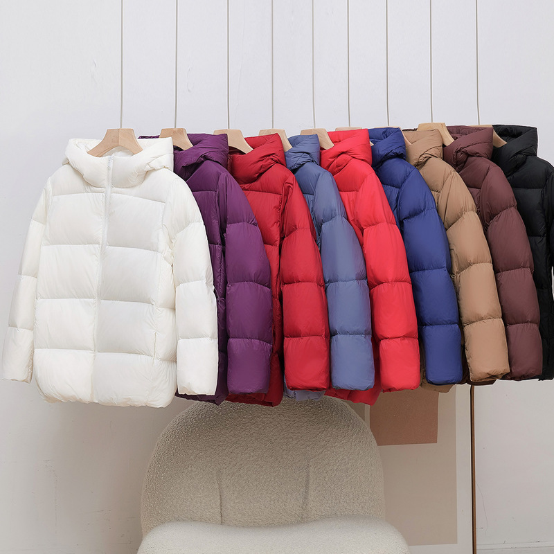 2026 Autumn/Winter New Lightweight down Jacket for Women, Mid-Length Hooded Zipper Korean Style Warm Puffer Coat, Loose Fit, Plus Size