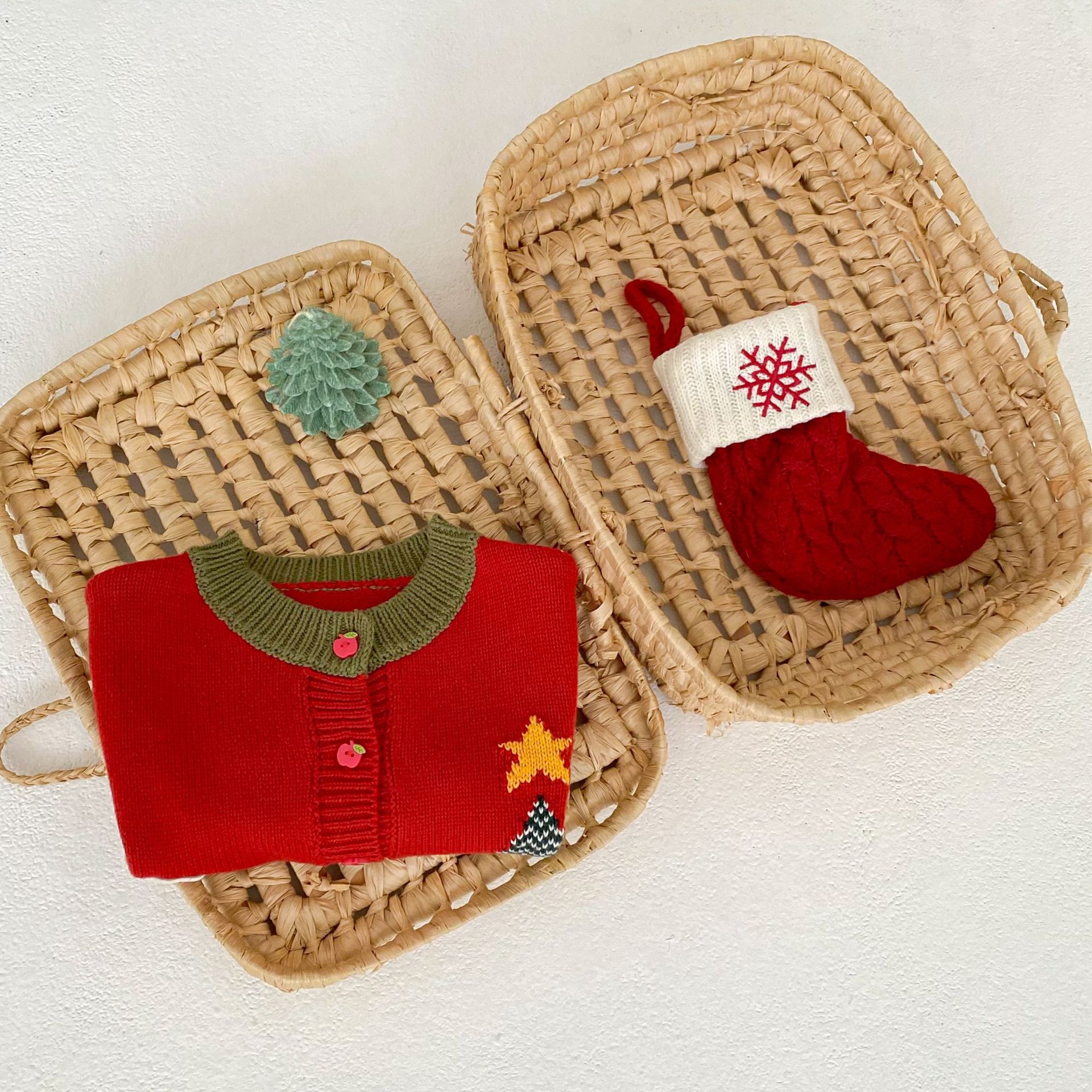 Children's Cardigan Christmas Clothes Baby Cotton Crew Neck Coat Top