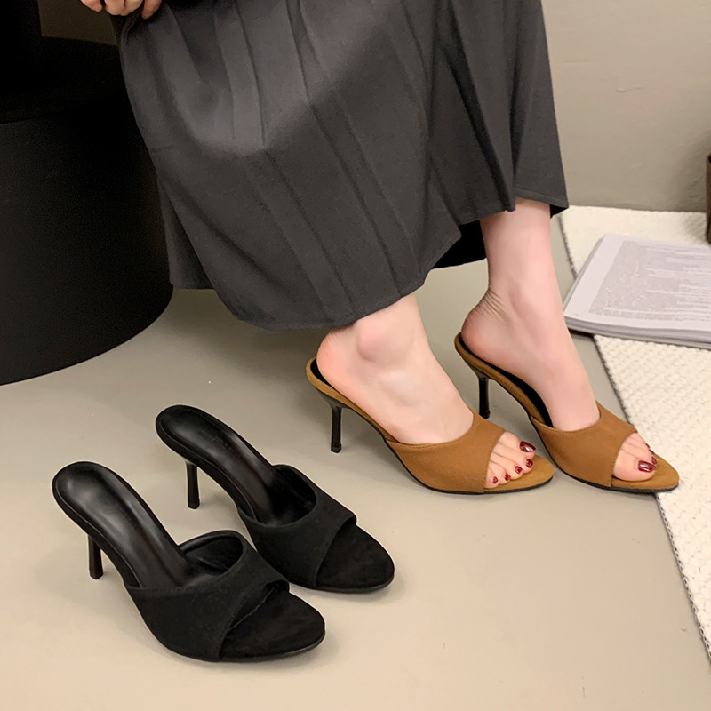 Foreign Trade Plus-size Sandals Women, 2025 Summer New Cross-border Style, Pointed Toe Stiletto Fish Mouth Slip-on_vogvips.com