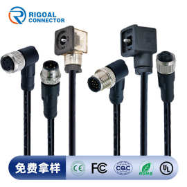 M12转电磁阀连接器2+PE 3+PE公母插座头ABC型防水DIN43650电磁阀