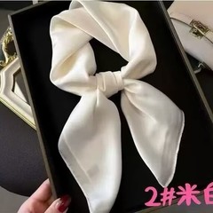 纯色仿真丝缎面70方巾女春秋气质简约围脖百搭头巾高级感装饰领巾