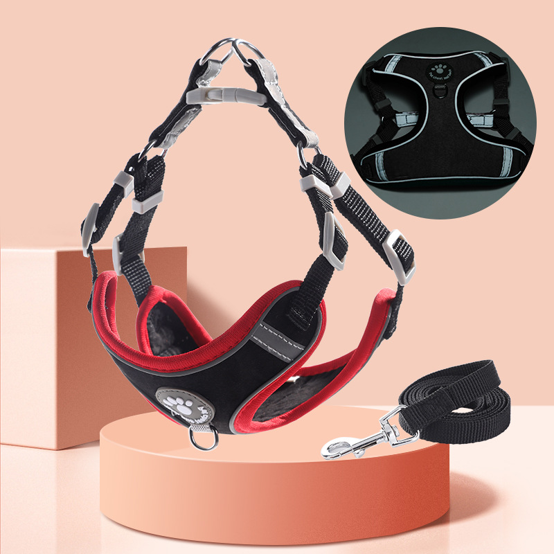 El perro popular transfronterizo suministra la nueva correa de pecho de la cuerda de tracción del animal doméstico respirable reflexivo pequeña y mediana cuerda de tracción del gato