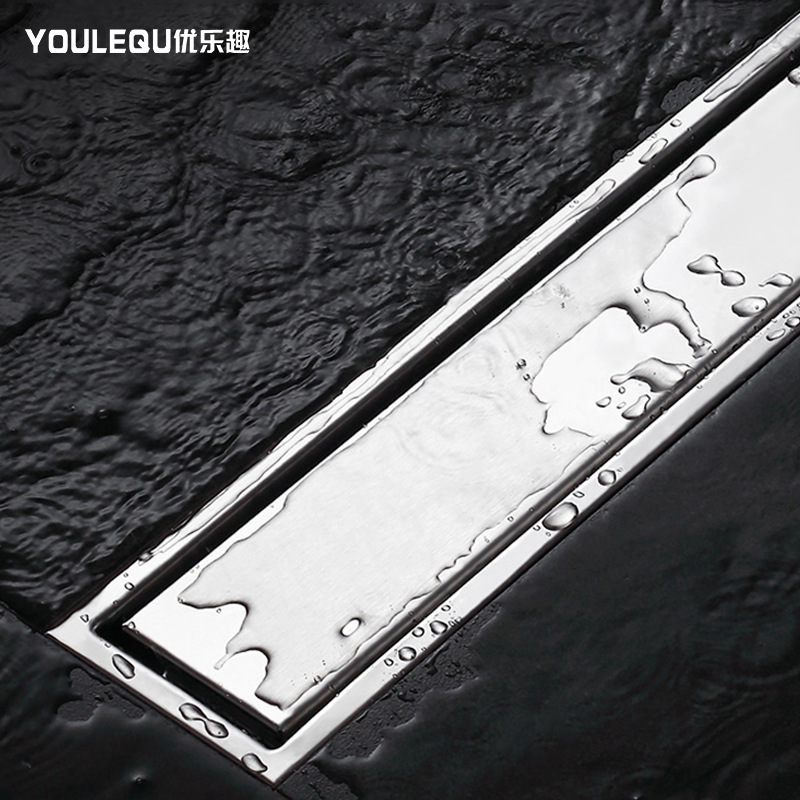 Desagüe de piso largo invisible 304 Acero inoxidable Hotel ingeniería desodorante gran desplazamiento baño oculto fábrica de desagüe de piso al por mayor