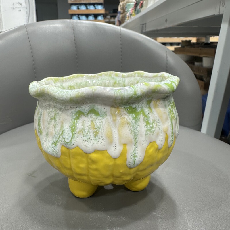 Creative three-legged ceramic flower pot with flowing glaze, vintage rustic ceramic succulent plant pot, breathable container for balcony green plants and old plants