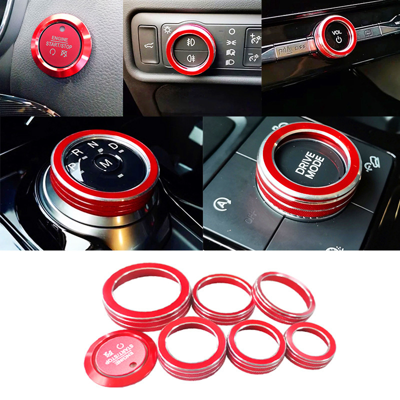 Cross-Border 20+ Ford Explorer Car Air Conditioner Central Control Interior Audio Headlight Knob Decorative Ring Start Sticker