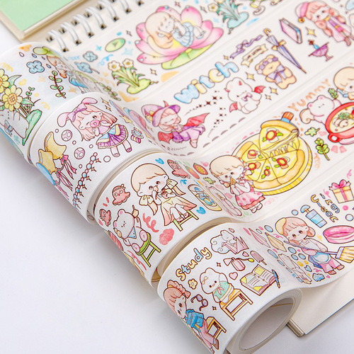 Creative special oil tape and paper pocket stickers Fresh and cute character DIY material release decorative pocket tape