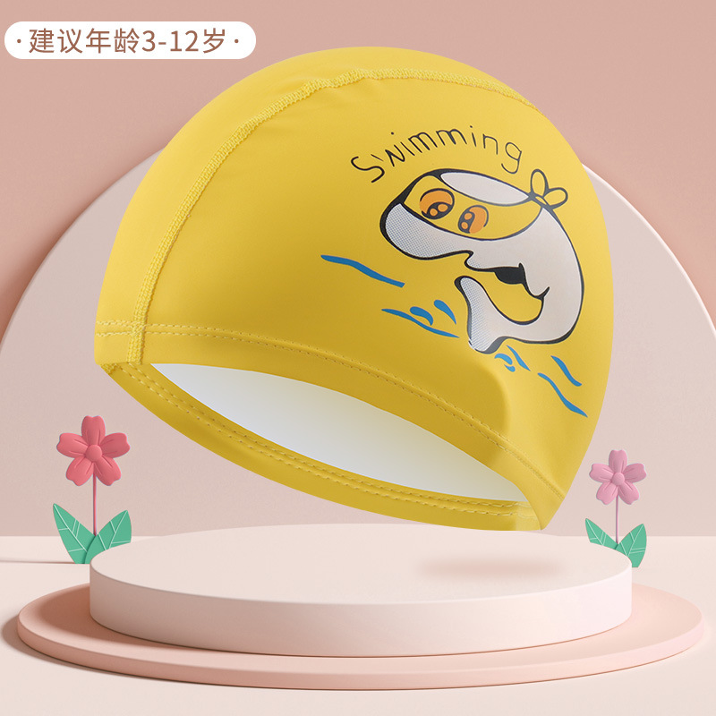 Gorro de natación para niños de dibujos animados lindo de estilo explosivo, protección auditiva impermeable cómoda, equipo de natación sin cabeza, gorro de natación profesional al por mayor