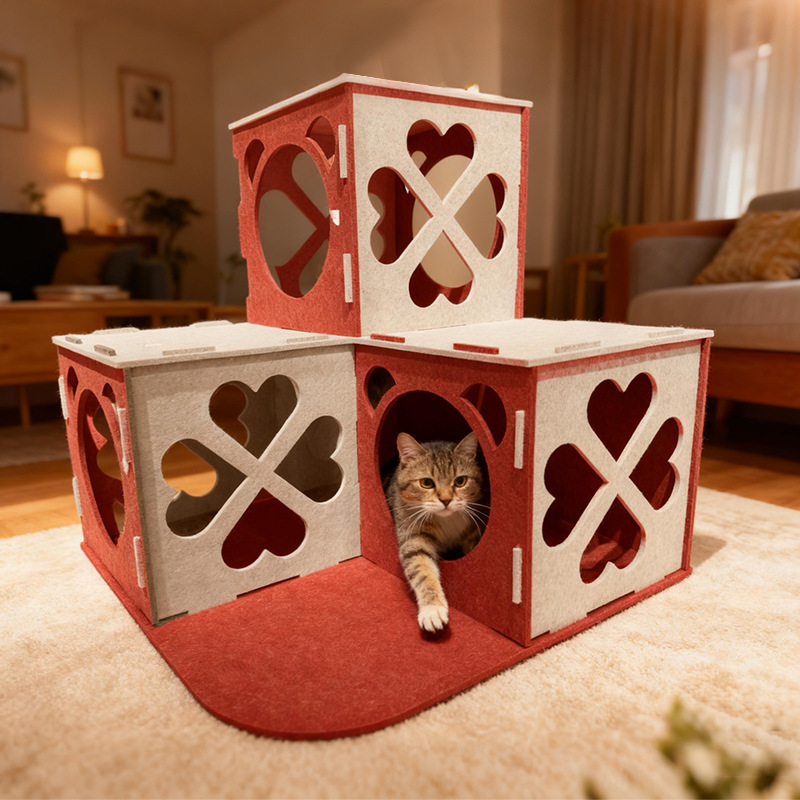Tunnel-style felt cat nest, assembled and ready for cross-border shipment to overseas warehouses Tunnel-style felt cat nest, assembled and ready for cross-border shipment to overseas warehouses