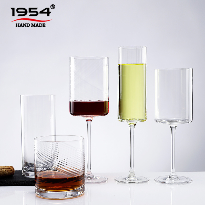 华富1954现代简约水晶斜楞红酒杯  古典高脚酒杯香槟杯复古红酒杯