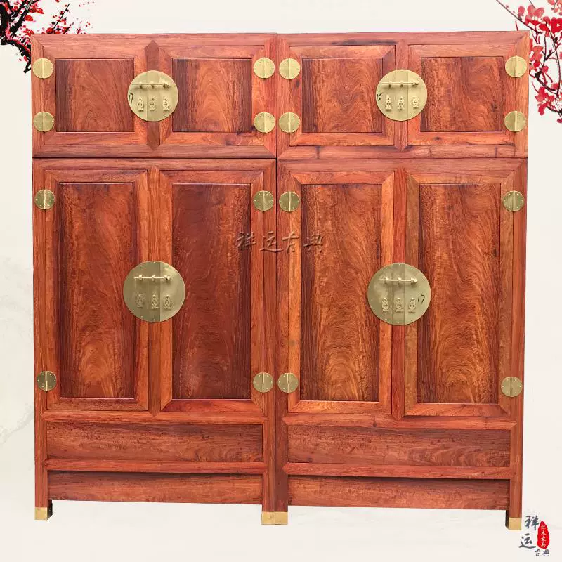 红木家具缅甸花梨木大果紫檀素面顶箱柜衣橱衣柜虎皮纹实木家具