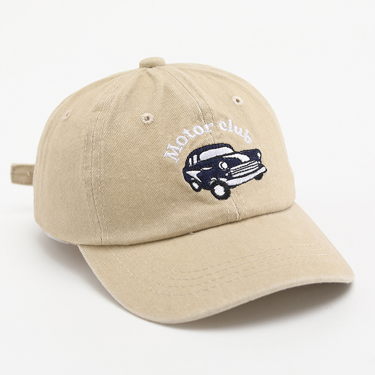 Estilo coreano niños coche bordado gorra de béisbol superior suave chico guapo todo partido lavado angustiado chica ala ancha gorra de pico