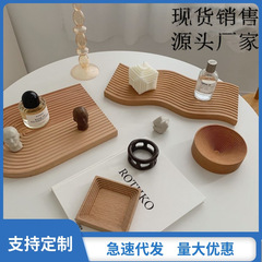 Japanese-style entrance decoration ornaments aromatherapy storage tray water corrugated wooden afternoon tea by the fire fruit and dried fruit tray