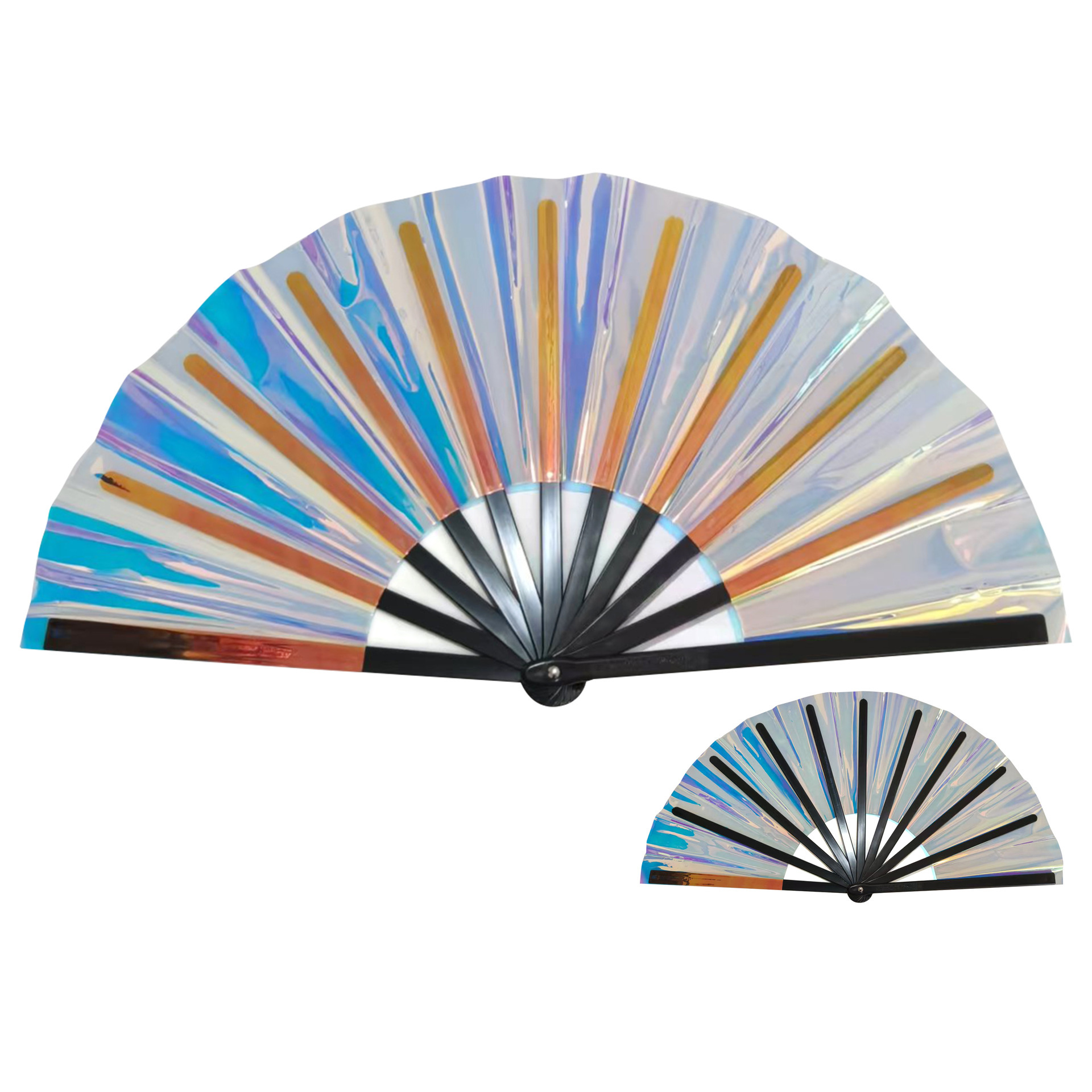 Abanico Plegable de Kung Fu de 33 cm de Plástico para Danza y Artes Marciales