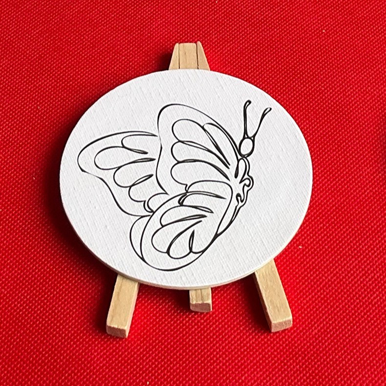 10圆形桌面迷你油画框儿童diy美术涂鸦木质小画架创意纯棉油画板|undefined