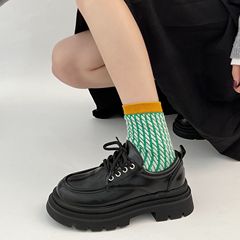 白色復古法式系帶小皮鞋女秋冬2022新款厚底英倫風百搭瑪麗珍單鞋