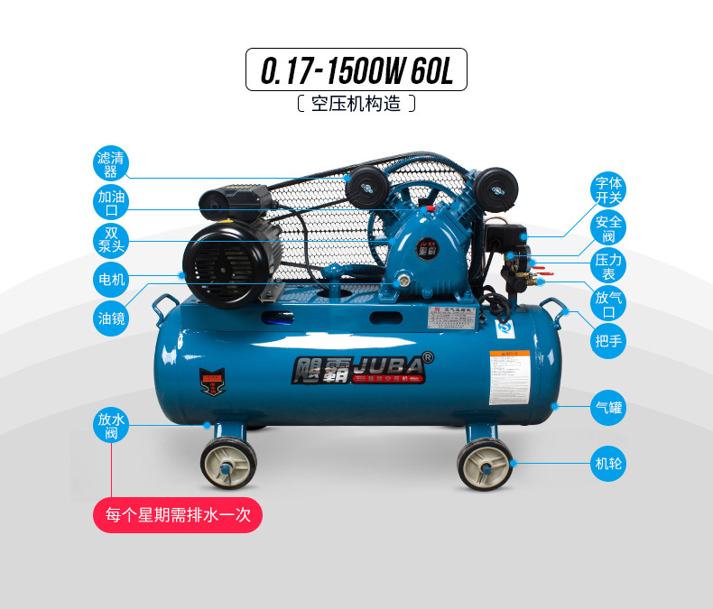 Hurricane Belt Type Air Compressor Large High Pressure 220380V Industrial Grade Air Compressor Air Pump