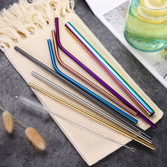 304 stainless steel titanium-plated colorful beverage straw cross-border metal straw sleeve insulated cup straw