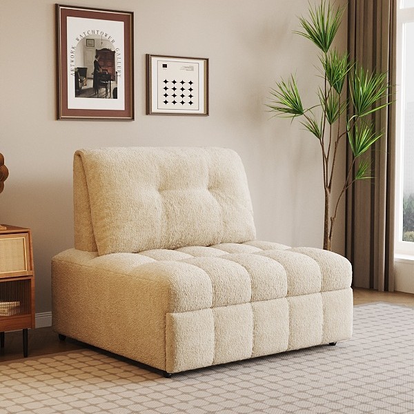 多機能ソファベッド両用折りたたみ学習アパートアームレスパフ生地ソファ昼休みベッド