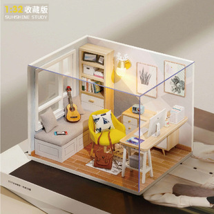Zhiquwu DIY Cabin Sunshine Study 1:32 Mini Collection Version Assembled and Made Cabin Ornaments Are Great Gifts