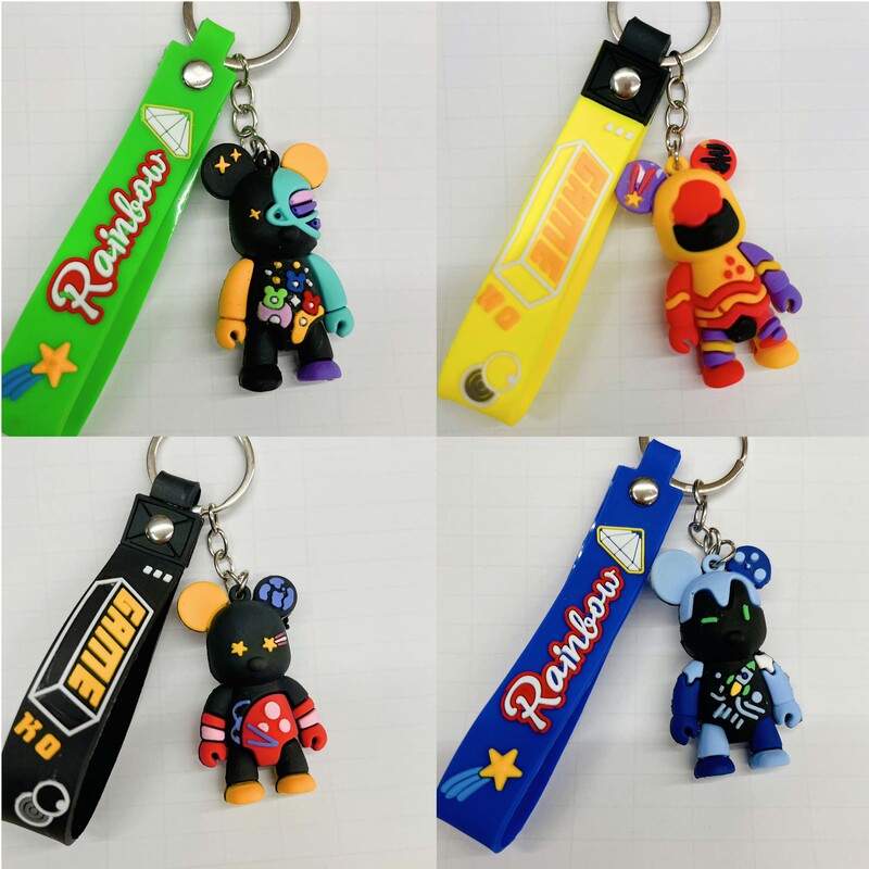 Cartoon Graffiti Violent Bear Keychain 3D Figurine Couple Series Car Key Ring Exquisite Small Gift Wholesale
