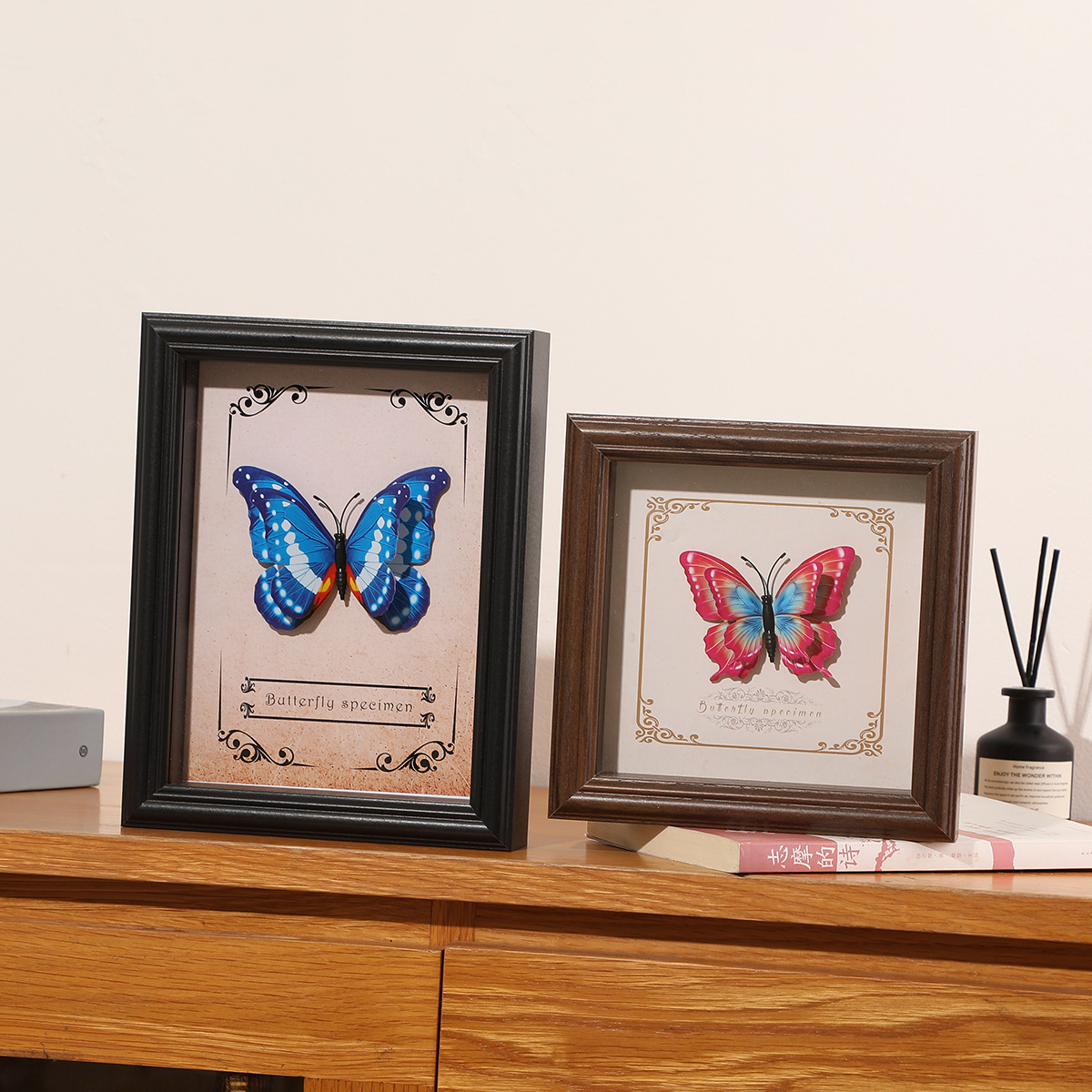 中空立体玻璃相框摆台批发diy蝴蝶昆虫标本画框方形46寸8寸标本框