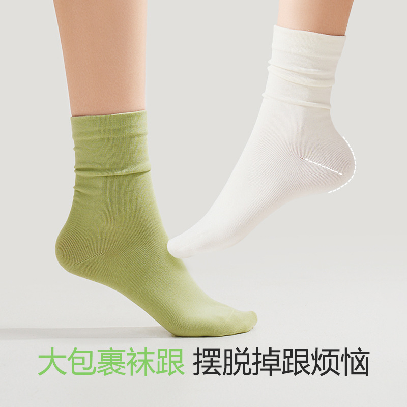 Calcetines Zhuji para mujer, calcetines de tubo transpirables antibacterianos finos de verano, calcetines de luna de boca suelta cerosa suave, calcetines de pila de dopamina al por mayor