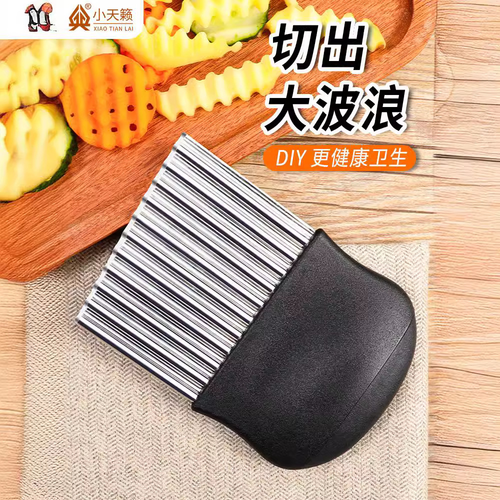 Al por mayor cuchillo de patata de dientes de lobo cortar patata cuchillo de onda de cocina casera cortar verduras de lujo cortar un cabello
