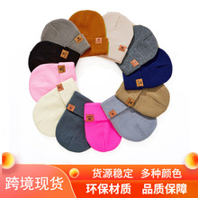 亚马逊新款秋冬字母皮标男士针织帽跨境户外保暖冷帽女时尚毛现帽