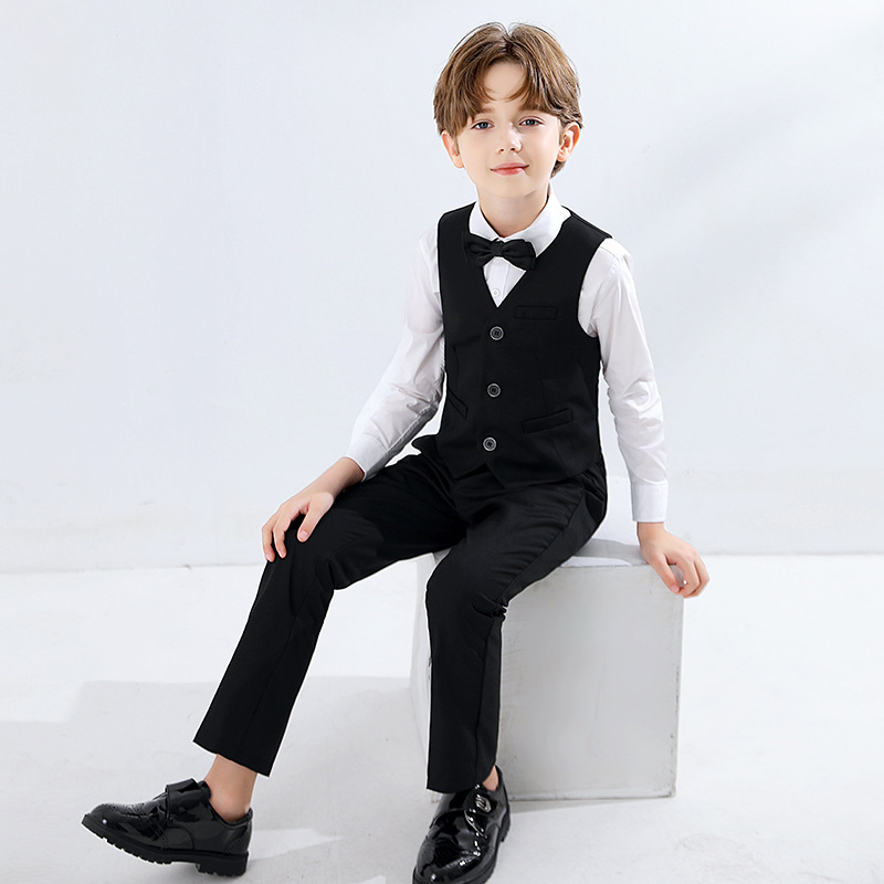 Vestido de los niños niño niña de las flores chaleco traje de piano traje de rendimiento traje de niño pequeño traje de otoño nuevo