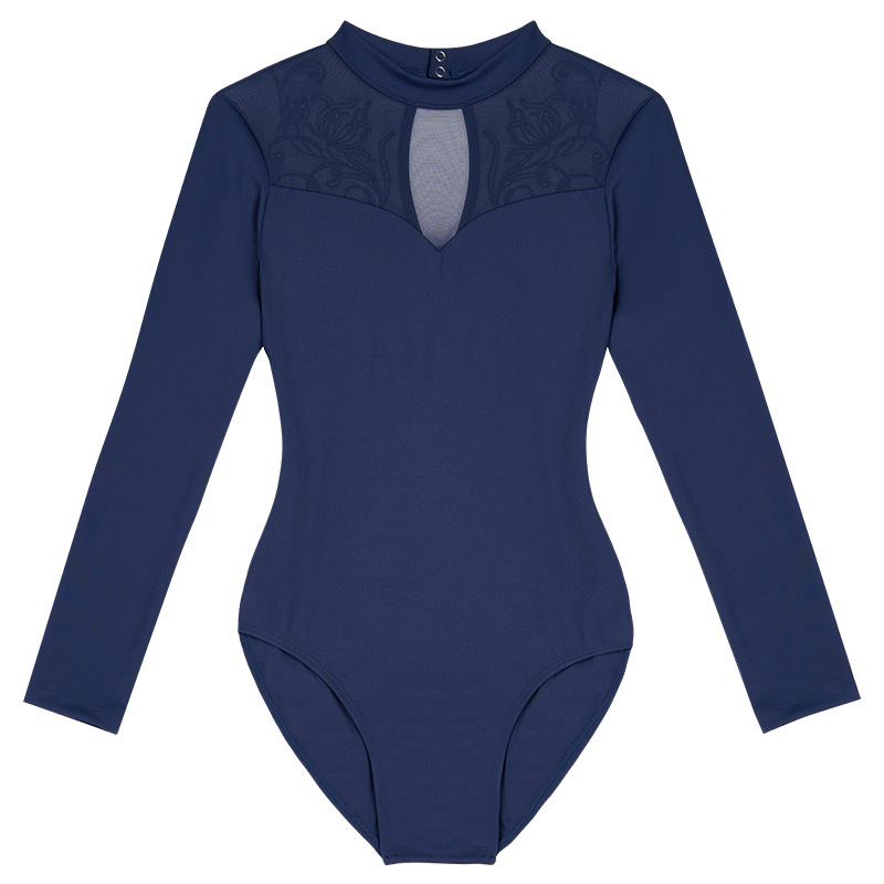 Traje de entrenamiento de ballet para adultos Traje de cuerpo de manga larga con estampado de terciopelo de una pieza Traje de gimnasia corporal para maestros de danza image 5