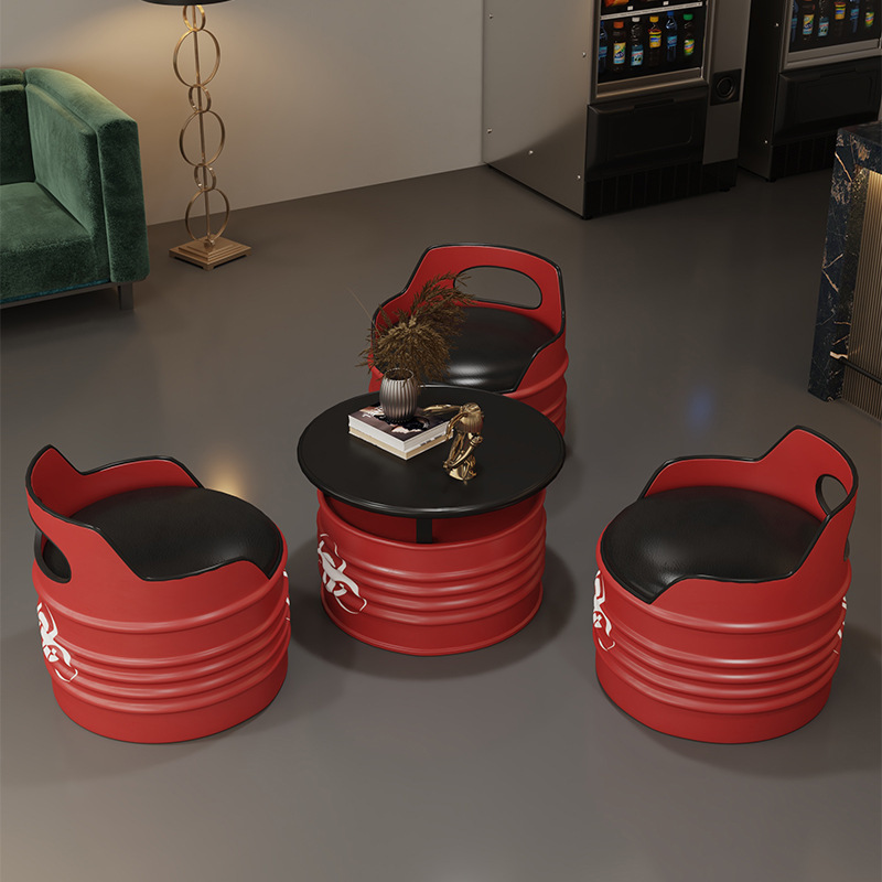 Industrial Style Bar Table and Chair Combination Internet Celebrity Creative Retro Iron Oil Barrel Cafe Small Clear Bar Card Seat Sofa Industrial Style Bar Table and Chair Combination Internet Celebrity Creative Retro Iron Oil Barrel Cafe Small Clear Bar Card Seat Sofa