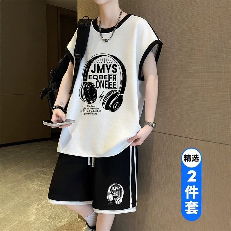 Ice Silk Sleeveless T-Shirt for Boys, Quick-Dry Vest and Shorts for Junior High and High School Students, Stylish Youth Sports Set Ice Silk Sleeveless T-Shirt for Boys, Quick-Dry Vest and Shorts for Junior High and High School Students, Stylish Youth Sports Set