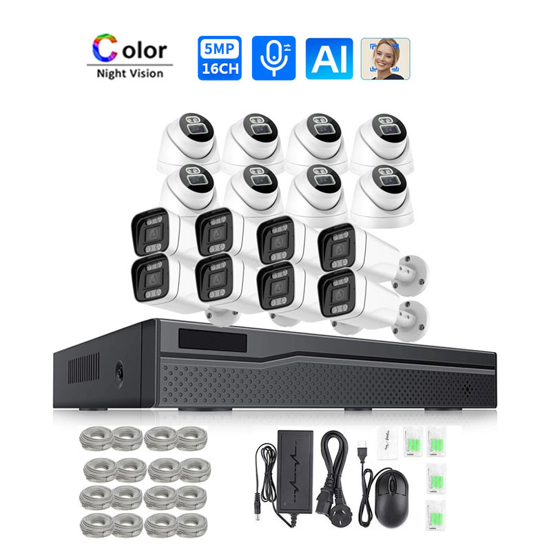 A todo color de visión nocturna con audio POE red Cable Alimentación traje vigilancia CCTV NVR HD Cámara al por mayor