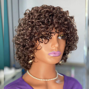 Short curly human hair wigs�S�����˼ٰl�C�����l�̾��^��