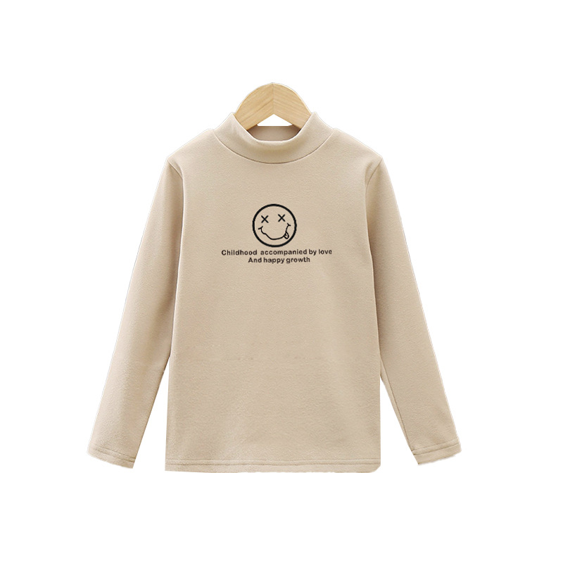 Las ventas directas de la fábrica de invierno de los niños interior de manga larga caliente superior de terciopelo de primavera y otoño medio y grande de los niños de cuello alto camisa de fondo