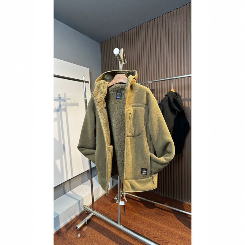 2025 new men's hooded fleece jacket, heavyweight, fleece-lined, thick teddy fleece, warm outerwear, loose fit 2025 new men's hooded fleece jacket, heavyweight, fleece-lined, thick teddy fleece, warm outerwear, loose fit