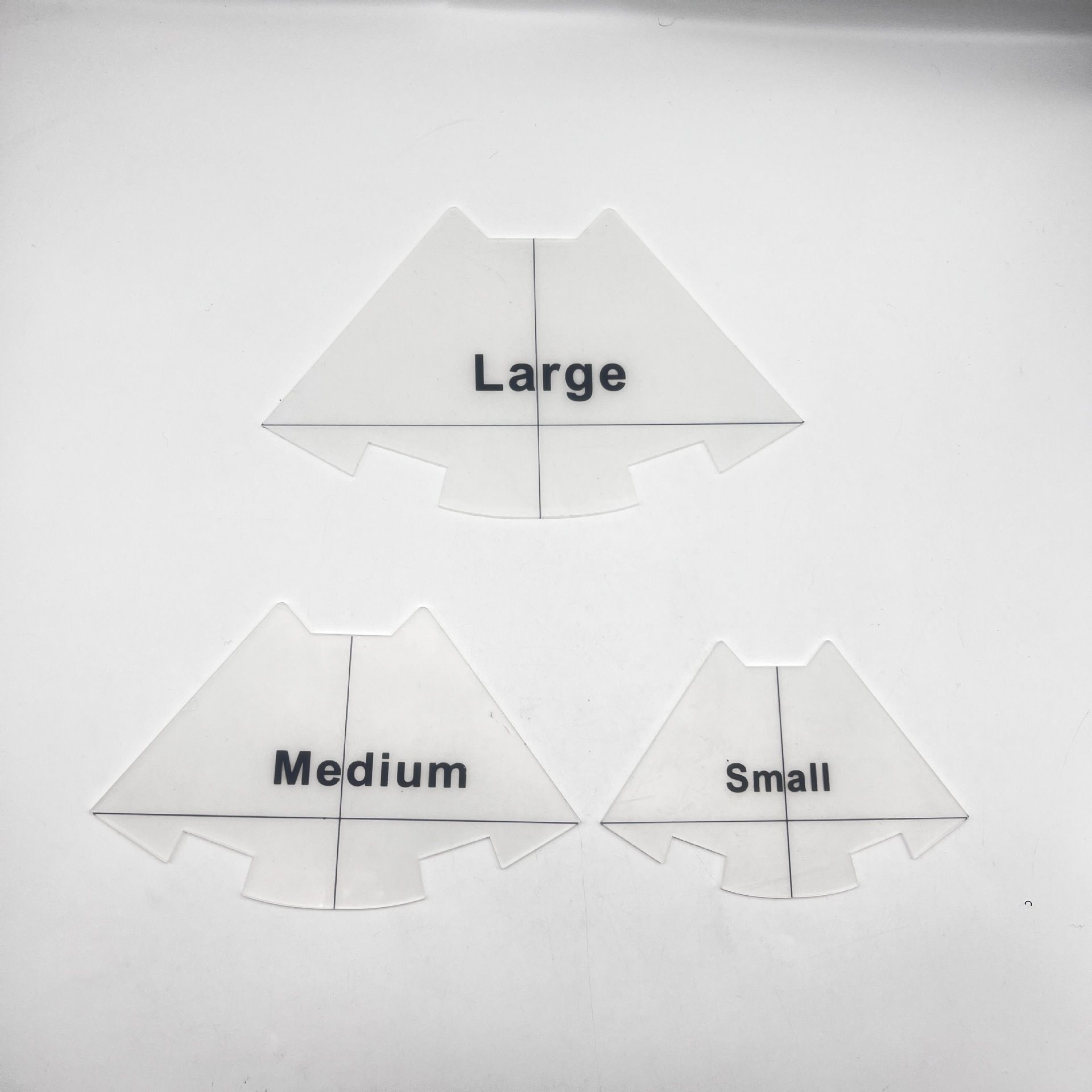 Diseño de prendas de vestir acrílico 90 ° regla de costura de tela de corte de tela doble regla de patrón de tela de corte