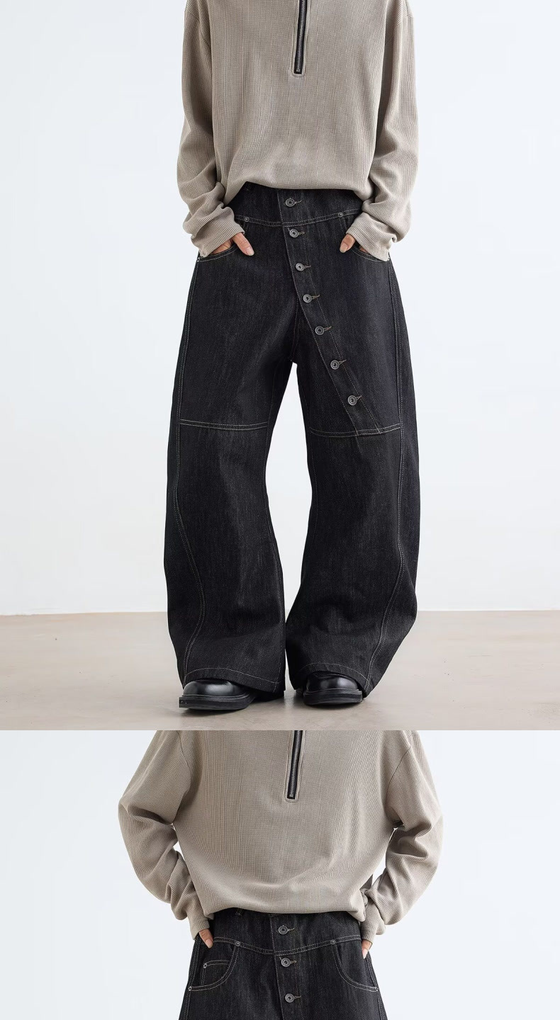 Men's Clothing Retro Patchwork Black Jeans For Unisex Plus Size Elastic Waist Loose Fit Slimming Versatile Spring Casual Denim_voghion.com