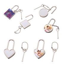 跨境热卖热转印空白心形圆形锁头 旅游景区情人节许愿锁同心锁