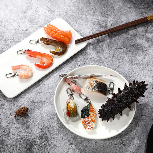 PVC keychain keychain custom made imitation food toys seafood barbecue car keychain food toys wholesale