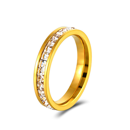 Starlight Ring Titanium Steel Light Luxury Niche Style High-End Full Circle Diamond Men's and Women's Ring Single Row Diamond Double Row Diamond Ring