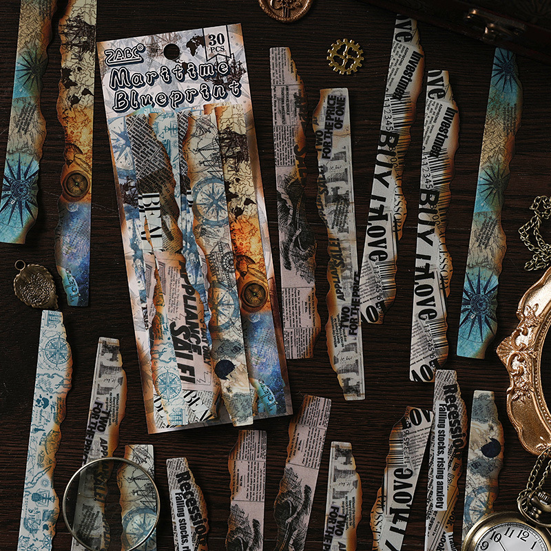 Diario manuscrito pegatinas impermeables pet diy pegatinas de diario retro transfronterizas hacer viejas tiras pegatinas decorativas artísticas