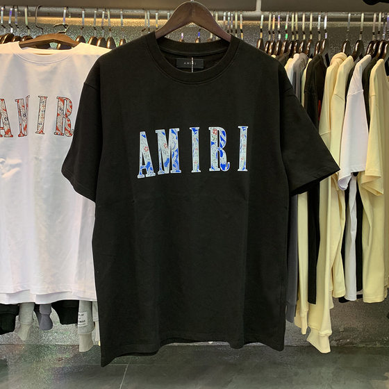 AM1R1 ICON Niche Trendy Brand Peace Dove Letter Printed Round Neck Loose Short-sleeved T-shirt for Men and Women Couple Half-sleeved