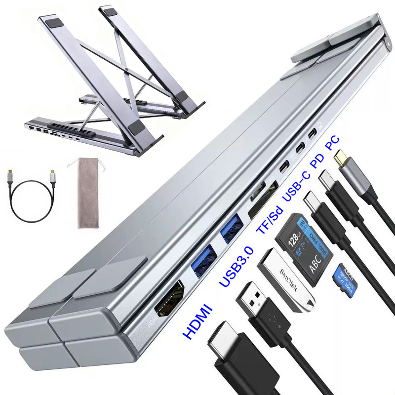 Desktop Type-C Docking Station HDMI 4K 70% off in 1 Portable USB Laptop Stand Docking Station with Pd Aluminum Alloy