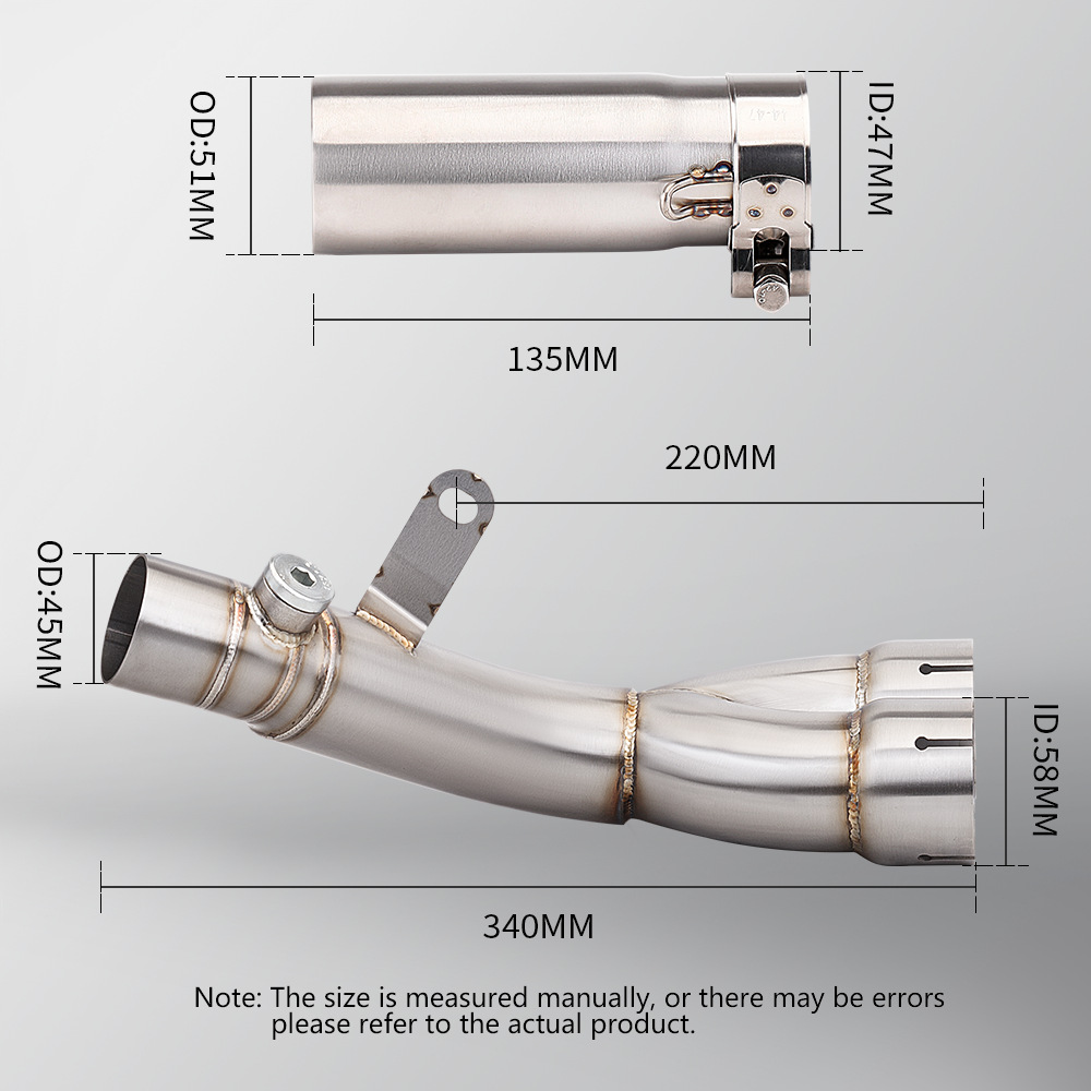 Motorcycle locomotive exhaust pipe modification R6 stainless steel titanium alloy middle section non-destructive installation 1998-2021