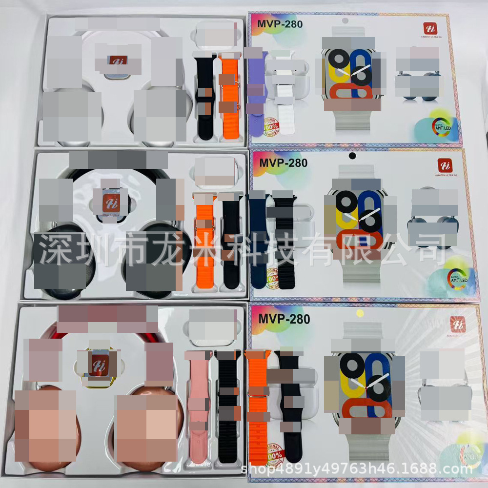 Mvp-280 Smart Watch Bluetooth Call Message Reminder Sports Step P9 Headset + Fifth Generation Bluetooth Headset