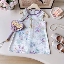 2025新款女童国风连衣裙夏季新中式女宝宝无袖公主儿童改良旗袍裙